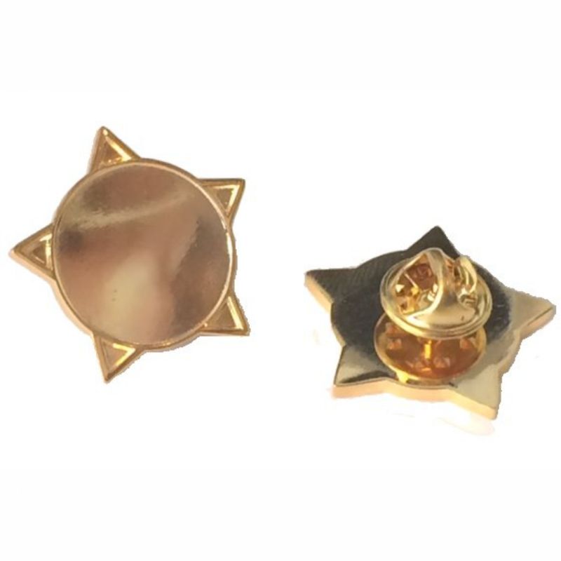 Superior Badge Blank star 18mm gold clutch and clear dome